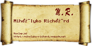 Mihályko Richárd névjegykártya